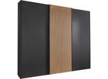 Kleiderschrank WIEMANN "Denver", grau (graphit, dekor), B:246,3cm H:236cm T:67cm, Holzwerkstoff, Schränke, Kleiderschrank, hochwertige Beschläge