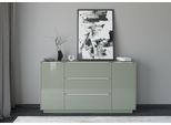 Sideboard "Reno", olivgrün matt lack, glas olivgrün glanz, B:182cm H:102cm T:42cm, Glas, Holzwerkstoff, SET ONE BY MUSTERRING, Sideboards, Sideboard, Mit Sockel in diversen Farben, 102 cm Höhe & Farbauswahl