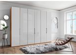 Kleiderschrank WIEMANN "Monaco, Kleiderschrank, Schrank, Wäscheschrank, mit edler Glasfront", braun (bianco, eiche, nachbildung, glas weiß), B:295,2cm H:236cm T:58cm, Floatglas, Holzwerkstoff, Schränke, Kleiderschrank, hochwertigen Beschläge inkl. Türdämpfung, variable Inneneinteilung