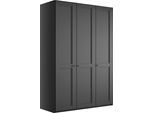 Kleiderschrank WIEMANN "Göteborg, Kleiderschrank, Schrank, Wäscheschrank", grau (graphit), B:148,4cm H:216cm T:58cm, Holzwerkstoff, Schränke, Kleiderschrank, inkl. Türendämpfung, langlebige Qualität, viel Stauraum