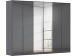Drehtürenschrank OTTO HOME "Kleiderschrank Schrank Garderobe AGORDO mit Glasfront und Spiegel", grau (graumetallic, glas basalt), B:271cm H:210cm T:54cm, Holzwerkstoff, Schränke, Drehtürenschrank, durchdachte Innenausstattung, in 8 Breiten und 2 Höhen MADE IN GERMANY