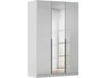 Drehtürenschrank OTTO HOME "Kleiderschrank Kleiderschränke Schrank Garderobe AGORDO mit Glasfront", grau (seidengrau, glas seidengrau), B:136cm H:229cm T:54cm, Holzwerkstoff, Schränke, Drehtürenschrank, durchdachte Innenausstattung, in 8 Breiten und 2 Höhen MADE IN GERMANY