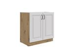 Unterschrank 80 cm Stilo Weiss + Eiche Artisan Küchenzeile Küchenblock Küche
