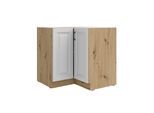 Eckunterschrank 90x90 cm Stilo Weiß Eiche Artisan Küchenzeile Küchenblock Küche