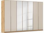 Drehtürenschrank OTTO HOME "Kleiderschrank Kleiderschränke Schrank Garderobe AGORDO mit Glasfront", beige (eiche artisan, glas beige (champagner)), B:315cm H:210cm T:54cm, Holzwerkstoff, Schränke, Drehtürenschrank, durchdachte Innenausstattung, in 8 Breiten und 2 Höhen MADE IN GERMANY