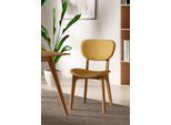 Stuhl HOME AFFAIRE "COZY Made in Italy", gelb (gelb, buche, gelb), B:50cm H:88cm T:62cm, Polyester, Stühle, Stuhl, Gestell in Buche, Kirsch- oder Nussbaum, Massivholz, Design Stuhl