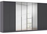 Drehtürenschrank OTTO HOME "Kleiderschrank Kleiderschränke Schrank Garderobe AGORDO mit Glasfront", graumetallic, glas basalt, B:360cm H:210cm T:54cm, Holzwerkstoff, Schränke, Drehtürenschrank, durchdachte Innenausstattung, in 8 Breiten und 2 Höhen MADE IN GERMANY
