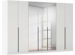 Drehtürenschrank OTTO HOME "Kleiderschrank Kleiderschränke Schrank Garderobe AGORDO mit Glasfront", weiß (alpinweiß, glas kristallweiß), B:315cm H:210cm T:54cm, Holzwerkstoff, Schränke, Drehtürenschrank, durchdachte Innenausstattung, in 8 Breiten und 2 Höhen MADE IN GERMANY