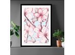 Bild QUEENCE "Melanie", rosa (farbe rahmen: schwarz, farbe bild(er): rosa), B:50cm H:60cm, Acrylglas, Holz, Papier, Bilder, Bild, Blumen, gerahmt