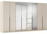 Drehtürenschrank OTTO HOME "Kleiderschrank Kleiderschränke Schrank Garderobe AGORDO mit Glasfront", beige (beige, glas beige (champagner)), B:360cm H:210cm T:54cm, Holzwerkstoff, Schränke, Drehtürenschrank, durchdachte Innenausstattung, in 8 Breiten und 2 Höhen MADE IN GERMANY