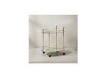 KADIMA DESIGN Goldener Servierwagen, Retro-Charme, 2 Glasplatten, rollbar, stabile Stahlkonstruktion, leicht zu reinigen.