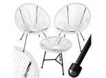 tectake® 2 Gartenstühle Santana mit Tisch, Retro-Design im Acapulco-Stil, UV-beständig, Belastbarkeit Stuhl 120 kg