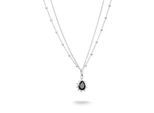 Kette mit Anhänger THOMAS SABO "True Romance Halskette Schwarzer Stein" Gr. 45, schwarz (silberfarben, schwarz, kristallweiß), Halsketten, Damen, 45, Silber 925 (recycelt), B: 2,4mm, mit Zirkonia (synth.), B:2,4mm
