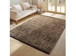 Teppich AYYILDIZ TEPPICHE "SPACE 1900", braun, B:140cm H:7mm L:200cm, Chenille, Teppiche, Teppich, Läufer, Kurzflor, Boho, Vintage, Wohnzimmer