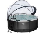 Framepool EXIT "inkl. multifunktionaler Abdeckung", schwarz, H:122cm Ø:360cm, Schwimmbecken, ØxH: 360x122 cm, mit Sandfilteranlage & Sicherheitsleiter
