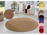 Teppich HANSE HOME "Fancy" Gr. 10, braun, H:7mm Ø:200cm, Kunstfaser, Teppiche, Teppich, Kurzflor, Weich, Einfarbig, Wohnzimmer, Schlafzimmer, Esszimmer