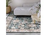 Teppich ELLE DECORATION "Saveh", blau, B:120cm H:5mm L:160cm, Polyester, Teppiche, Teppich, Kurzflor, Anti Rutsch, Vintage, Klassisch, Wohnzimmer, Flur