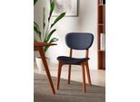 Stuhl HOME AFFAIRE "COZY Made in Italy", blau (jeans, kirsch, jeans), B:50cm H:88cm T:62cm, Polyester, Stühle, Stuhl, Gestell in Buche, Kirsch- oder Nussbaum, Massivholz, Design Stuhl