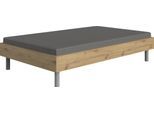 Bett WIMEX "Easy, große Auswahl an Größen und Farben, auch in Komforthöhe", braun (artisan eiche, alufarben), H:38cm L:210cm, Betten, Bett, ohne Kopfteil, ideal unter Dachschrägen oder Fenster