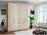 Kleiderschrank WIEMANN "Monaco", braun (bianco, eiche, nachbildung, glas champagner), B:197,4cm H:236cm T:58cm, Floatglas, Holzwerkstoff, Schränke, Kleiderschrank, mit Glasfront sowie hochwertigen Beschlägen inkl. Dämpfung