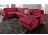 Wohnlandschaft SIT & MORE "Mailand U-Form, B: 312 cm", rot (bordeaux), B:312cm H:85cm T:179cm, NaturLEDER (echtes Rindleder)/Korpus passendes Kunstleder Softlux;Luxus-Microfaser Altara Nubuck (100% Polyester);Kunstleder Softlux;Luxus-Kunstleder, Sofas, Wohnlandschaft, optional Bettfunktion