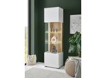 Vitrine HOME AFFAIRE "Hudson", weiß (weiß, eiche), B:48cm H:180cm T:38cm, Holzwerkstoff, Schränke, Vitrine, in moderner Trendfarbe, Griffe aus Metall (Schwarz), Höhe 180 cm