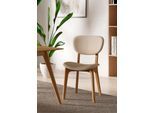 Stuhl HOME AFFAIRE "COZY Made in Italy", beige (beige, buche, beige), B:50cm H:88cm T:62cm, Polyester, Stühle, Stuhl, Gestell in Buche, Kirsch- oder Nussbaum, Massivholz, Design Stuhl
