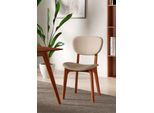 Stuhl HOME AFFAIRE "COZY Made in Italy", beige (beige, kirsch, beige), B:50cm H:88cm T:62cm, Polyester, Stühle, Stuhl, Gestell in Buche, Kirsch- oder Nussbaum, Massivholz, Design Stuhl