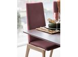 Polsterstuhl STRESSLESS "Laurel", rot (bordeaux batick, eiche gekalkt), B:57cm H:105cm T:60cm, Leder BATICK: BATICK ist ein leicht korrigiertes, durchgefärbtes und genarbtes Möbelleder, bei dem die meisten Unebenheiten und Spuren in der Regel entfernt wurden., Stühle, Polsterstuhl, High Back, Größe L, mit abgerundeten Beinen in Eiche gekalkt