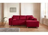 Ecksofa HOME AFFAIRE "Györ", rot, B:235cm H:88cm T:160cm, Microfaser (100% Polyester);Luxus-Microfaser Lederoptik (100% Polyester);Struktur (100% Polyester);Samtoptik (100% Polyester);Struktur weich (100% Polyester), Sofas, Ecksofa, L-Form, wahlweise mit Bettfunktion und Bettkasten incl. 2 Zierkissen