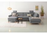 Wohnlandschaft HOME AFFAIRE "Westerland U-Form", grau, B:303cm H:90cm T:213cm, 100% Polyester, Sofas, Wohnlandschaft, Federkern, wahlweise Bettfunktion, Stauraum und Armlehn-Verstellung