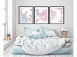 Bild QUEENCE "Lia", rosa (farbe rahmen: schwarz, farbe bild(er): rosa, weiß, blau), B:50cm H:60cm, Acrylglas, Holz, Papier, Bilder, Bild, Blumen, gerahmt