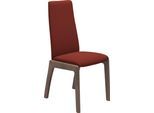 Polsterstuhl STRESSLESS "Laurel", rot (rot dinamica, walnuss), B:57cm H:92cm T:59cm, Microfaser DINAMICA (88% Polyester, 12% Polyurethan), Stühle, Polsterstuhl, Low Back, Größe L, mit abgerundeten Beinen in Walnuss
