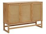 Sideboard OTTO HOME "Linz", gelb (honigfarben), B:128cm H:90cm T:38cm, FSC-zertifiziertes Massivholz, Sideboards, Sideboard, Kommode mit Rattangeflecht auf den Türfronten, aus Massivholz