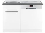Spülenschrank KOCHSTATION "KS-Tulsa", weiß (weiß hochglanz), B:110cm H:85cm T:60cm, Schränke, Spülenschrank, 110 cm breit, inkl. Tür/Sockel für Einbaugeschirrspüler, Metallgriff
