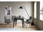 Polsterstuhl STRESSLESS "Laurel", grau (grau batick, eiche natur), B:58cm H:92cm T:59cm, Leder BATICK: BATICK ist ein leicht korrigiertes, durchgefärbtes und genarbtes Möbelleder, bei dem die meisten Unebenheiten und Spuren in der Regel entfernt wurden., Stühle, Polsterstuhl, Low Back mit Armlehne, Größe L, mit schräggestellten Beinen in Eiche
