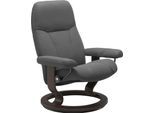 Relaxsessel STRESSLESS "Consul", grau (grau batick), B:72cm H:94cm T:70cm, Leder BATICK: BATICK ist ein leicht korrigiertes, durchgefärbtes und genarbtes Möbelleder, bei dem die meisten Unebenheiten und Spuren in der Regel entfernt wurden.;Leder PALOMA: PALOMA ist ein durchgefärbtes Semianilin-Möbelleder mit natürlicher Narbung.;ROHLEDER Stoff Q2 FARON: Ein fester zuverlässiger Bouclé mit einem st