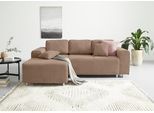 Ecksofa HOME AFFAIRE "Györ", grau (taupe), B:235cm H:88cm T:160cm, 100% Polyester, Sofas, Ecksofa, L-Form, wahlweise mit Bettfunktion und Bettkasten incl. 2 Zierkissen