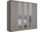 Kleiderschrank WIEMANN "Göteborg, mit 95 Öffnungswinkel, Made in Germany", grau (kieselgrau, dekor, kristallspiegel), B:246,3cm H:216cm T:58cm, Glas, Holzwerkstoff, Schränke, Kleiderschrank, inkl. Spiegel und Türendämpfung, moderner Landhausstil