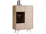 Vitrine HOME AFFAIRE "Torsby, moderne Glasvitrine, Stauraumelement, Schrank", eiche natur, B:90cm H:130cm T:39cm, FSC-zertifizierter Holzwerkstoff, Schränke, Vitrine, abgerundete Ecken, ausreichend Stauraum, vielseitig einsetzbar