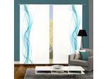 Schiebegardine HOME WOHNIDEEN "4ER SET HAZE" Gr. 1, blau (petrol), B:60cm H:245cm, Polyester, Gardinen, Schiebegardine, HxB: 245x60, Schiebevorhang 4er Set Digitaldruck