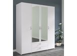 Kleiderschrank PARISOT "Daily", weiß, B:160cm H:185cm T:51cm, Holzwerkstoff, Schränke, Kleiderschrank, zwei Türen mit Spiegel