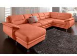 Wohnlandschaft SIT & MORE "Mailand U-Form, B: 312 cm", orange (terrakotta), B:312cm H:85cm T:179cm, NaturLEDER (echtes Rindleder)/Korpus passendes Kunstleder Softlux;Luxus-Microfaser Altara Nubuck (100% Polyester);Kunstleder Softlux;Luxus-Kunstleder, Sofas, Wohnlandschaft, optional Bettfunktion