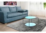 Beistelltisch KAYOOM "Cody, Beistelltisch in Würfelform, offenes, modernes Design", blau (blau, schwarz), B:50cm H:36cm T:50cm, Metall: Eisen, Glas, Tische, Beistelltisch, moderne Kubusform mit runden Ablageflächen aus Glas