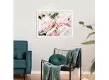 Bild QUEENCE "Lotta", rosa (farbe rahmen: weiß, farbe bild(er): rosa), B:60cm H:50cm, Acrylglas, Holz, Papier, Bilder, Bild, gerahmt, Rosen