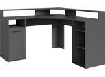 Gamingtisch BYLIVING "Fox", grau (anthrazit, anthrazit, anthrazit), B:139cm H:120cm T:139cm, Tische, Gamingtisch, Breite 139 cm, moderner Eck-Schreibtisch