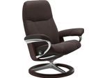 Relaxsessel STRESSLESS "Consul", braun (chocolate paloma), B:78cm H:97cm T:70cm, Leder BATICK: BATICK ist ein leicht korrigiertes, durchgefärbtes und genarbtes Möbelleder, bei dem die meisten Unebenheiten und Spuren in der Regel entfernt wurden.;Leder PALOMA: PALOMA ist ein durchgefärbtes Semianilin-Möbelleder mit natürlicher Narbung.;ROHLEDER Stoff Q2 FARON: Ein fester zuverlässiger Bouclé mit ei