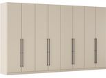 Kleiderschrank RAUCH "Drehtürenschrank Schrank Garderobe Wäscheschrank Schlafzimmer AVOLA", beige (champagner), B:360cm H:229cm T:54cm, Holzwerkstoff, Schränke, Kleiderschrank, mit hochwertigen Stangengriffen in Schwarz aus Metall MADE IN GERMANY