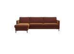 Ecksofa FLEXLUX "Fiore, L-Form", braun (cognac), B:247cm H:85cm T:92cm, 100% Polyester, Sofas, Ecksofa, schmale Armlehnen, Kaltschaum, Füße Alu+schwarz