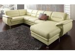 Wohnlandschaft SIT & MORE "Mailand U-Form, B: 312 cm", beige (creme), B:312cm H:85cm T:179cm, NaturLEDER (echtes Rindleder)/Korpus passendes Kunstleder Softlux;Luxus-Microfaser Altara Nubuck (100% Polyester);Kunstleder Softlux;Luxus-Kunstleder, Sofas, Wohnlandschaft, optional Bettfunktion